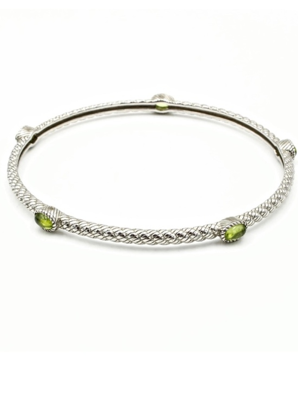 Judith Ripka sterling silver green peridot bangle bracelet